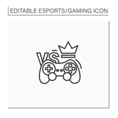 Esports line icon. Competition form using video games. Multiplayer video game contest. Special equipment. Joystick. Gaming concept. Isolated vector illustration.Editable stroke