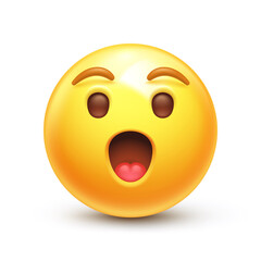 Astonished emoji. Shocked emoticon with gasping face 3D stylized vector icon