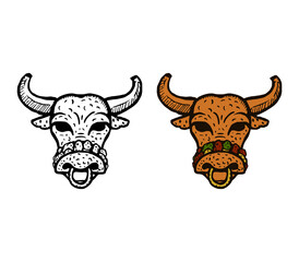 Taco buffalo or bull is a cute and funny cartoon character.