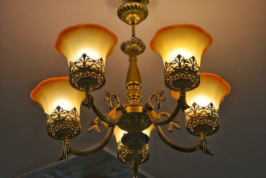 chandelier on the ceiling