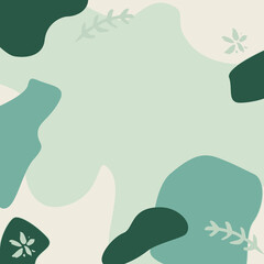 Banner web design template abstract minimal organic shapes composition pastel color background. green, white, pastel and green on light gray background.