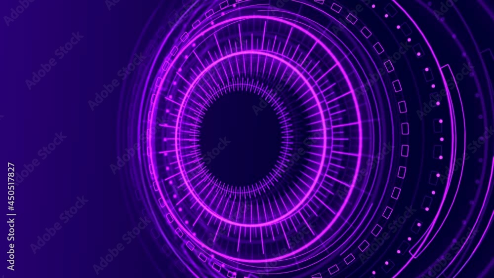 Poster 4k blue purple hologram hud circle interfaces loop animation. digital data network protection, futur