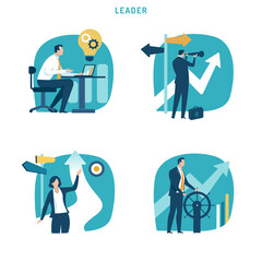 Leader. Direction. Set of business vector illustration.
