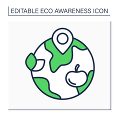 Local food line icon. Agriculture. Large-scale supermarket system.Eco awareness concept. Isolated vector illustration. Editable stroke