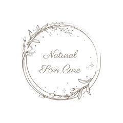 Floral Mystic Logo Design. Handdrawn blossom herbs