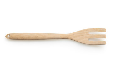 Isolated wooden fork on white background for scene generator