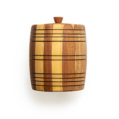 Isolated wooden barrel on white background for scene generator