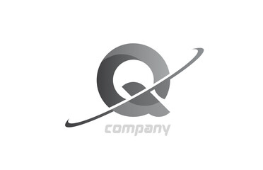 swoosh grey Q simple alphabet letter logo icon. Creative design template for business