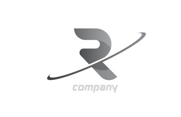 swoosh grey R simple alphabet letter logo icon. Creative design template for business