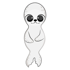 Cute cartoon sppotted fur seal. Vector illustration.