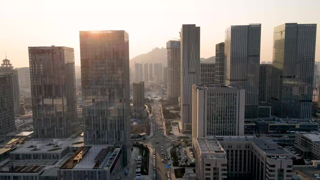 Aerial photography of the modern urban architectural landscape of Qingdao, China