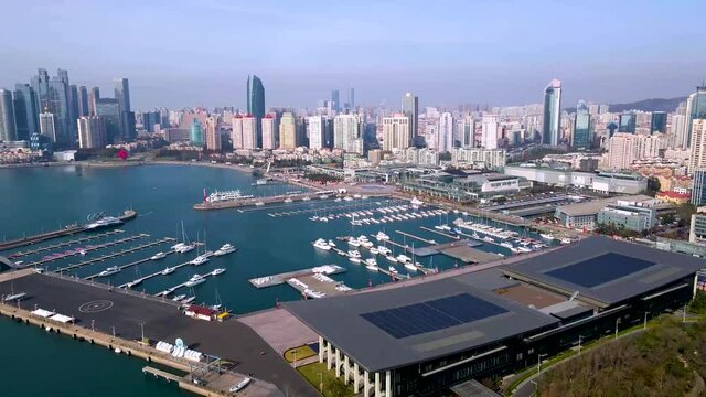 Aerial photography of the modern urban architectural landscape of Qingdao, China