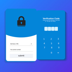 The process of checking the code by phone number. Authorization. Authorization design. UI UX Design