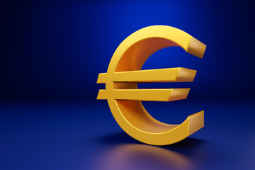 Euro symbol gold  a blue