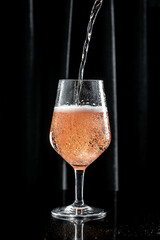 Sparkling Wine Glass with bubbles. drink, holidays party concept