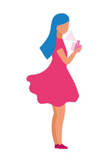 Young woman applying perfume semi flat color vector character. Full body person on white. Testing perfume scent isolated modern cartoon style illustration for graphic design and animation