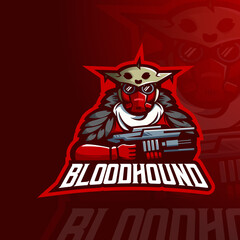 Apex gaming character mascot design of bloodhound. mascot logo for esport, gaming, team - obrazy, fototapety, plakaty