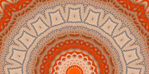 Abstract colored background with half ornamental mandala, detailed texture, template for design.
