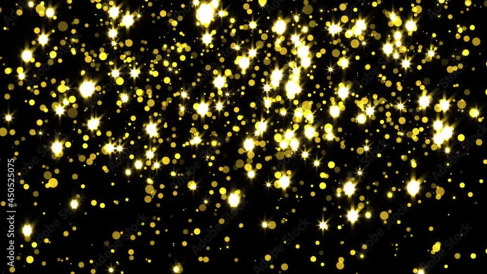 Poster 4k abstract gold dust waves particles moving loop background. particle from below. particle gold dus