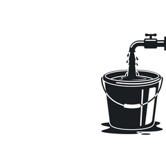filling water from faucet to bucket vector illustration design template