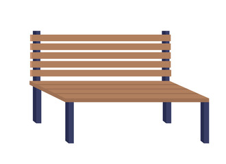 Bench for public places semi flat color vector object. Full sized item on white. Long seat for parks and open spaces isolated modern cartoon style illustration for graphic design and animation