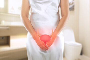 Women having urethritis and Urinary Incontinence - obrazy, fototapety, plakaty