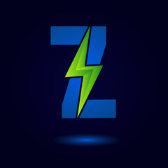 Letter Z Thunder Bolt Green Energy Logo Concept. Flash Logo.
