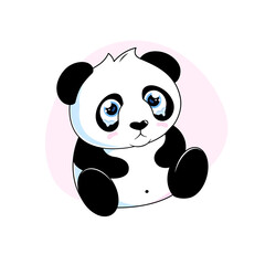 Cute cartoon panda crying, vector illustration