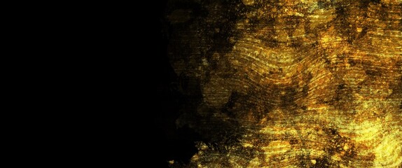 Gold rust texture on the black background, metallic golden design, high quality wallpaper for print	
