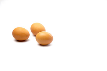 three eggs isolated on white background