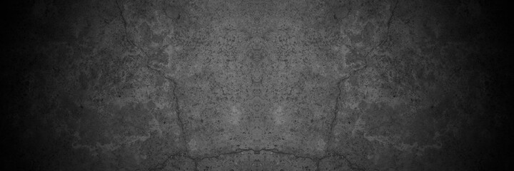 Old wall texture cement dark black gray panorama background abstract grey color design are light...