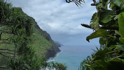 Lush Green Scenery at NaPali Hiking Trail,  Island of Kauai