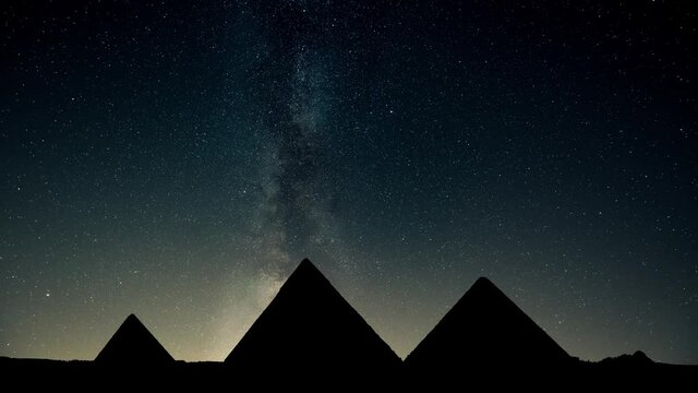 Awesome Night Sky Time Lapse with Milky Way Galaxy and Pyramids