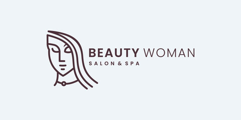 Beauty feminine salon logo icon line art. logo be use for fashion, salon, spa logo design template.