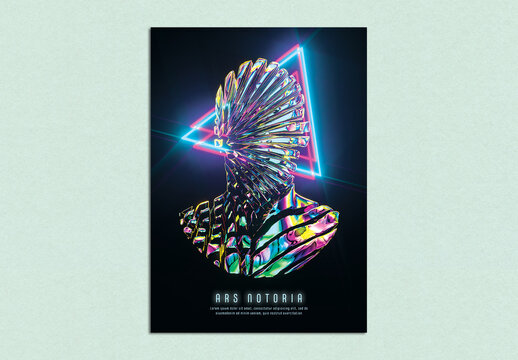 Abstract Poster Layout with 3D Illustration of Science Futuristic Male Android 