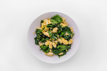 Stir-fried Malindjo leaves with Egg