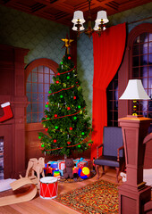 3D Rendering Christmas Room