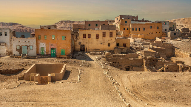 Uninhabited village of Kurna (also Gourna, Gurna, Qurna, Qurnah or Qurneh) located on the West Bank of the River Nile opposite the modern city of Luxor in Egypt near the Theban Hills