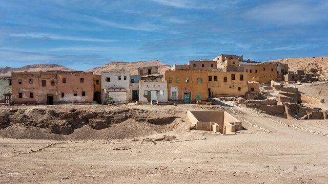 Uninhabited village of Kurna (also Gourna, Gurna, Qurna, Qurnah or Qurneh) located on the West Bank of the River Nile opposite the modern city of Luxor in Egypt near the Theban Hills