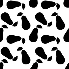 Pears. seamless pattern. Vector illustration. Black silhouette.