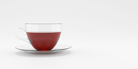 Cup of tea isolated on white background.3d illustration.
