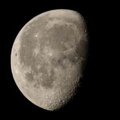 Moon surface, 70 percent Illumination of lunar disk