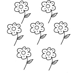 Hand drawing of Little flowers with black ink