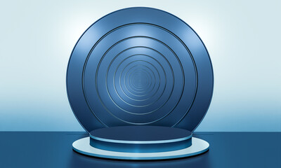 Obraz premium Scene with elegant shiny podium for mock up presentation in minimalism style with copy space, 3d render abstract background