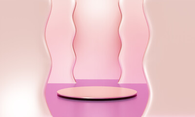 Scene with elegant shiny podium for mock up presentation in minimalism style with copy space, 3d render abstract background