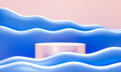 Scene with elegant shiny podium for mock up presentation in minimalism style with copy space, 3d render abstract background