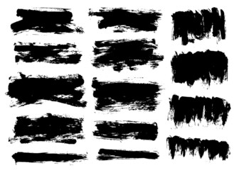 Brush stroke bundle. Textured vector paintbrush set