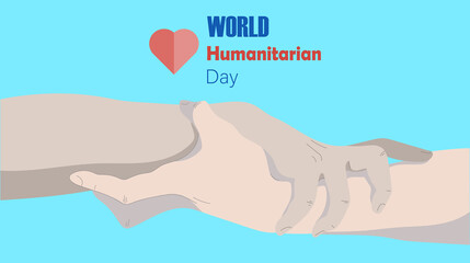 World Humanitarian Day. Vector illustrations of handshake for friendship, work together. Illustration for card, poster, banner, label.