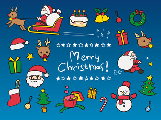 クリスマス飾りのカラーイラストセット