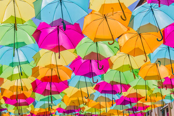 Colorful umbrellas for happy mood